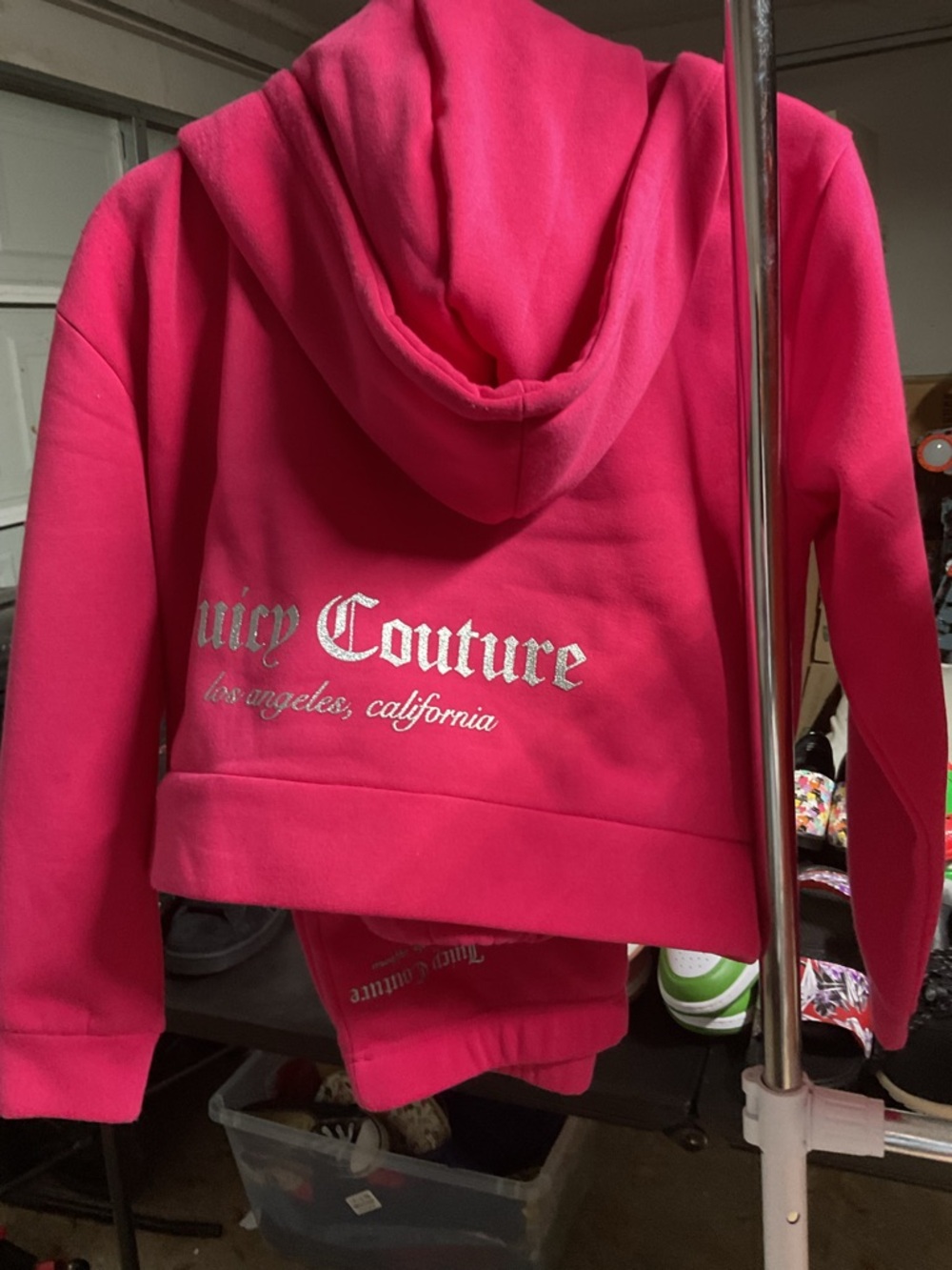 Juicy Couture Hot Pink Zip Hoodie with Drawstring Hood - Picture 2 of 4